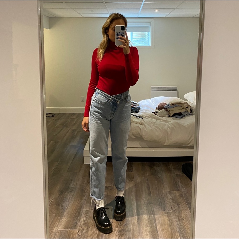 Red turtleneck